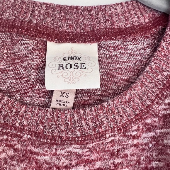 KNOX ROSE HEATHER RED SCOOP HEM LIGHTWEIGHT KNIT SWEATER - SIZE XS - Picture 2 of 5